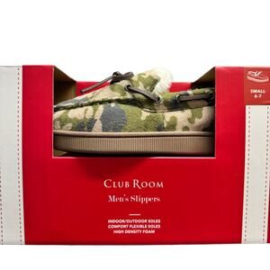 Club Room Mens Slippers Size Small 6-7 Green Camouflage High Density Foam‎ New